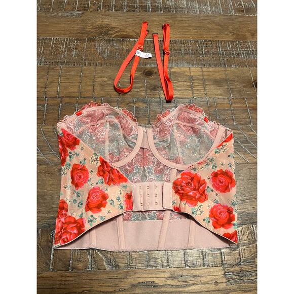 Victoria’s Secret Dream Angels Corset Floral Lace Bra Top NWT Size 32D - Picture 6 of 8